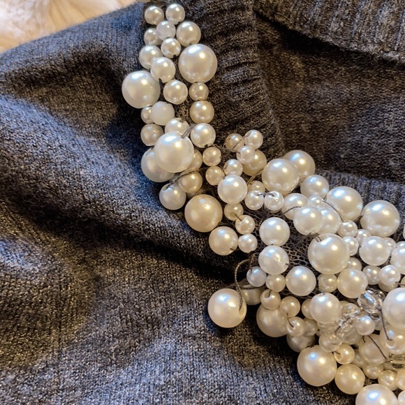 INC International Concepts Pearl Statement Necklace Scoop Neck Sweater - Picture 7 of 16